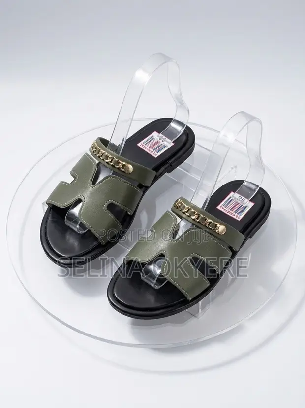 Stylish Women's Olive Green Flat Slippers - 1