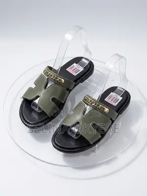 Stylish Women's Olive Green Flat Slippers