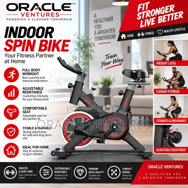 Indoor Cycling Exercise Bike - Home Fitness Spin Bike - 1