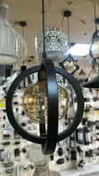 Modern Black Orbit Amber Glass Pendant Light - 2