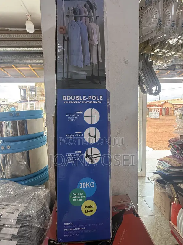 Double Pole Clothes Rack - Adjustable & Durable - 1