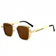 Fashion Square Sunglasses - Gold Frame Brown Lens - 1