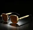 Fashion Square Sunglasses - Gold Frame Brown Lens - 2