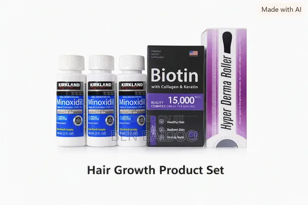 3 Kirkland Minoxidil + Biotin + Derma Roller Set - 1