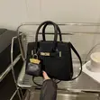 Quality Medium Black Leather Handbag with Zip Closure - 3