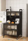 Modern Kitchen Storage Cabinet with Wheels and Glass Doors - 1