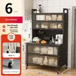 Modern Kitchen Storage Cabinet with Wheels and Glass Doors - 2