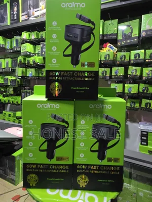 Oraimo 60W Car Fast Charger with Retractable Type-C Cable