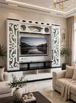 Zodax Luxury Black and White TVs Wall Unit - 4