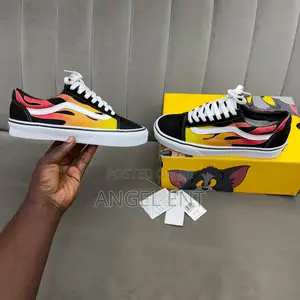 Vans Old Skool "Flame" Sneakers (Black/True White)
