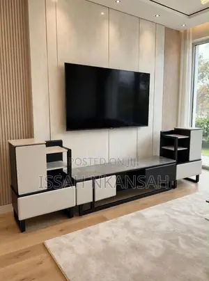 Executive TV Stand with Grey Marble Top