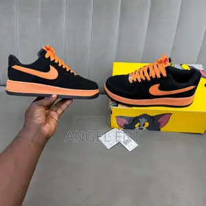 Nike Air Force 1 Black Orange Low-Top Sneakers