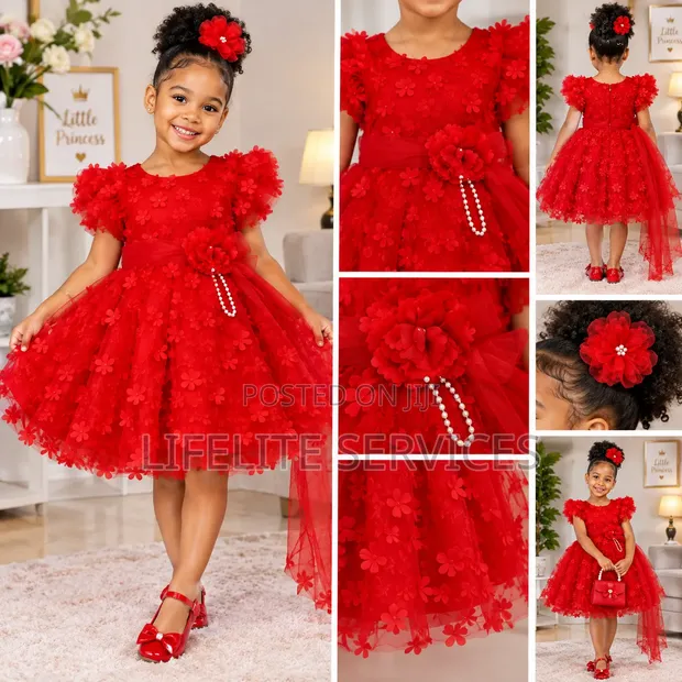 Baby Girl's Floral Mesh Satin Dress - 1