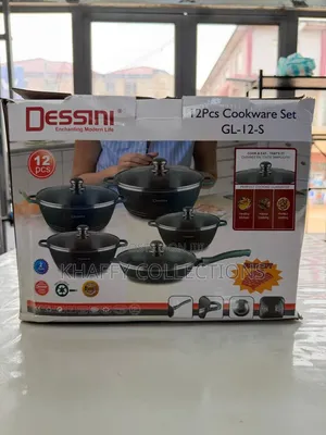 Dessini 16pc Granite Non-Stick Cookware Set GL-12S with Glass Lids