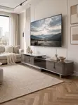 Modern TV Stand with Rotating Marble Top - 3