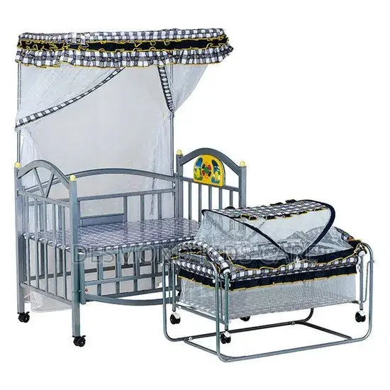 Baby's 2-in-1 Metal Silver Cot - 1