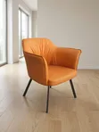 Modern Accent/Balcony Chair - Marigold Orange Faux Leather - 2