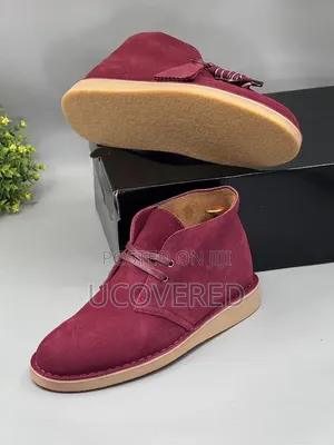 Clarks Suede Desert Boots - Burgundy