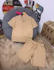 Men's Casual Short-Sleeve Button-Up Shirt and Drawstring Shorts Set - 2
