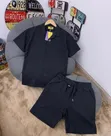 Men's Casual Short-Sleeve Button-Up Shirt and Drawstring Shorts Set - 4