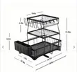 Akt 3-Tier Dish Drainer Rack with Utensil Holder - Black - 4