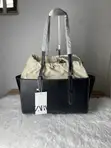 Zara Large Black Leather Tote Bag - 3