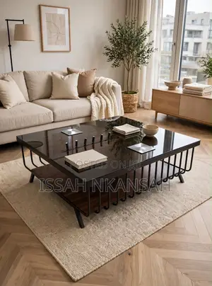 Black Glass U-Leg Center Table