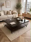 Black Glass U-Leg Center Table - 1