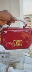 Luxury Burgundy Glossy Patent Leather Handbag - 2