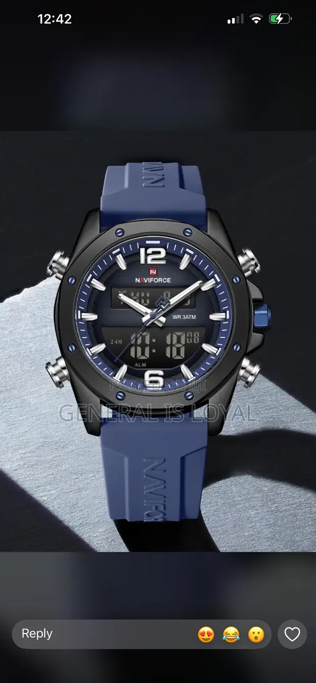 Naviforce Digital and Analog Watch - Navy Blue Rubber Strap - 1