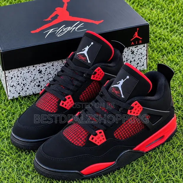 Air Jordan 4 Red Black Sneakers - 1