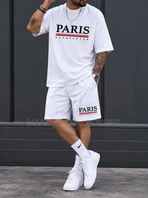 Men's 2-Piece Casual Round-Neck T-Shirt and Short Pants Set