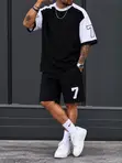 Men's 2-Piece Casual Round-Neck T-Shirt and Short Pants Set - 3