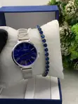 CURREN Ladies Watch Set - Silver & Blue - 4