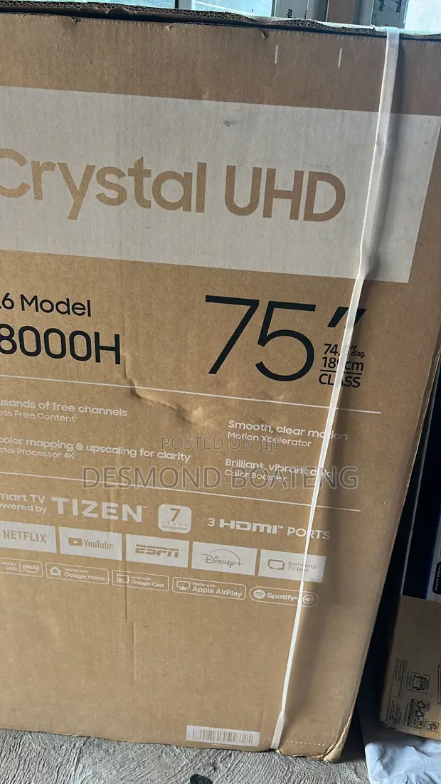 75" Samsung Crystal UHD 4K Smart TV (2026 Model U8000H) - 1