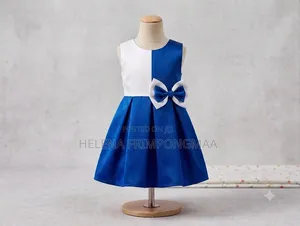Girls' Formal Dress - White & Royal Blue