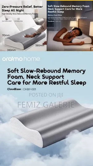 Oraimo CloudEase Memory Foam Pillow - Ergonomic Neck Support