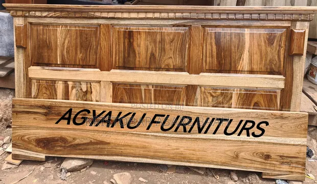 Natural Hyedua Wood King Size Bed with Drawer - 1