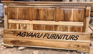 Natural Hyedua Wood King Size Bed with Drawer