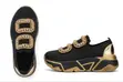 Unisex Slip-On Loafers - Black Fabric with Gold Buckle - 2