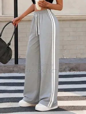 High Quality Unisex Wide Leg Striped Drawstring Pants