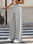 High Quality Unisex Wide Leg Striped Drawstring Pants - 1