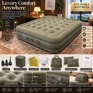 Premium Inflatable Double Air Mattress with Automatic Pump