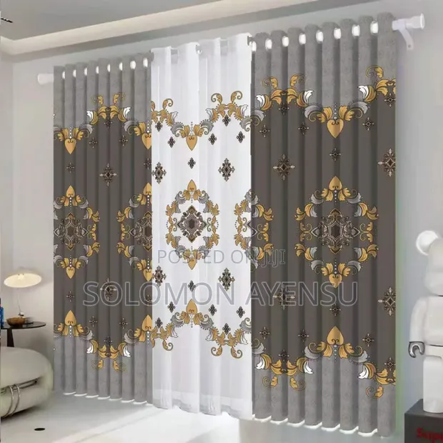 Quality Combined Grey Blackout Curtains - 1