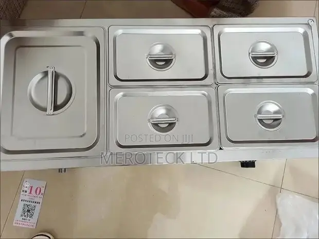 Commercial Stainless Steel Food Display Warmer - 6 Compartments - 1