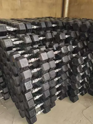 Black Mountain Hexagonal Dumbbell Set (5kg-25kg) with Rack