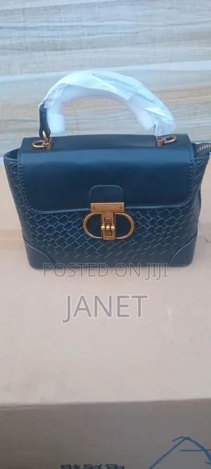 Black Leather Hand Bag With Strap