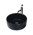 Modern Black Ceramic Vessel Sink with Gold Faucet and Drain Combo - 1