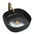 Modern Black Ceramic Vessel Sink with Gold Faucet and Drain Combo - 2