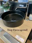 Modern Black Ceramic Vessel Sink with Gold Faucet and Drain Combo - 3